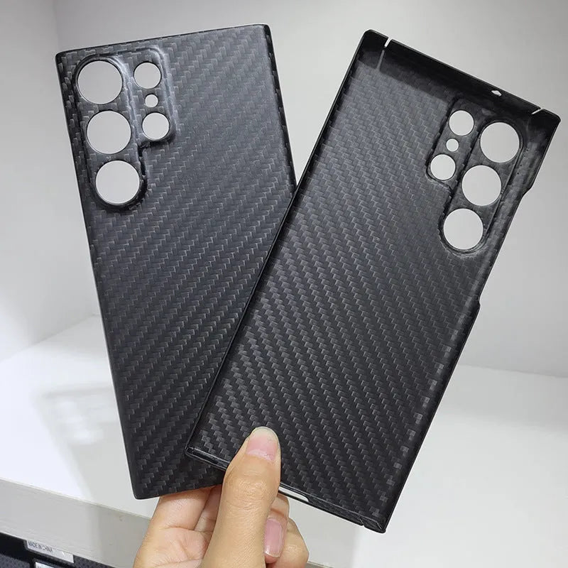 Carbon fiber phone case for Samsung with forged bright fine holes and black finish, European American style