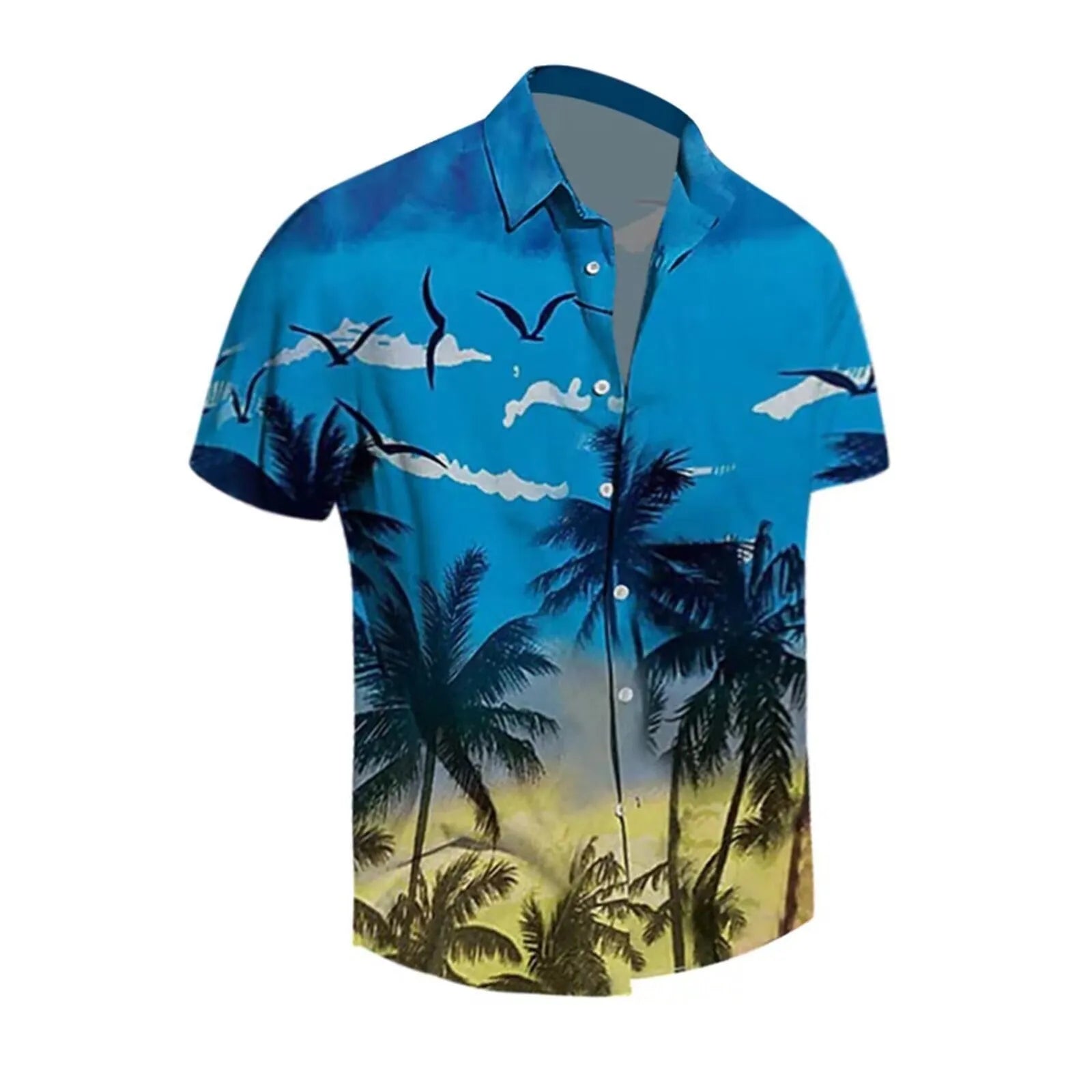 Men's Hawaiian summer shirt with 3D printed floral pattern in short sleeve cardigan style