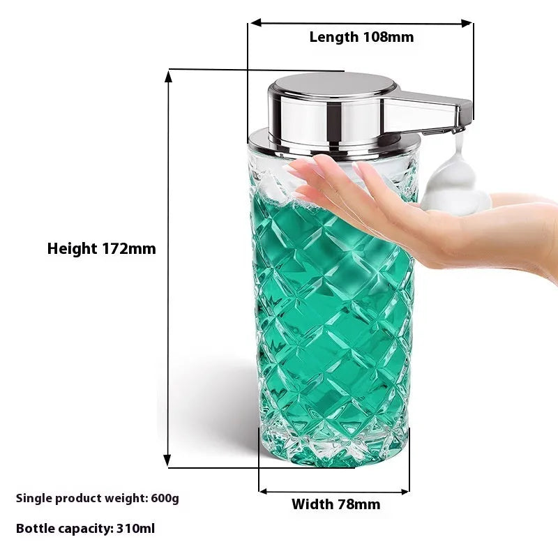 Automatic intelligent charging soap dispenser with plated silver shell and Type-C port.