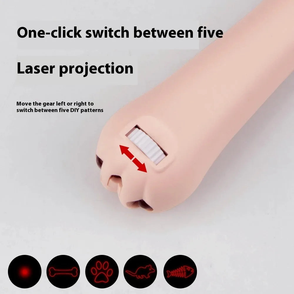 Plastic cat teasing stick with laser functions and moonlight lamp in blue colour option