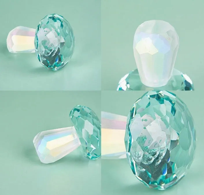 Colourful crystal mushroom decoration in geometric design measuring 40 by 53 millimetres