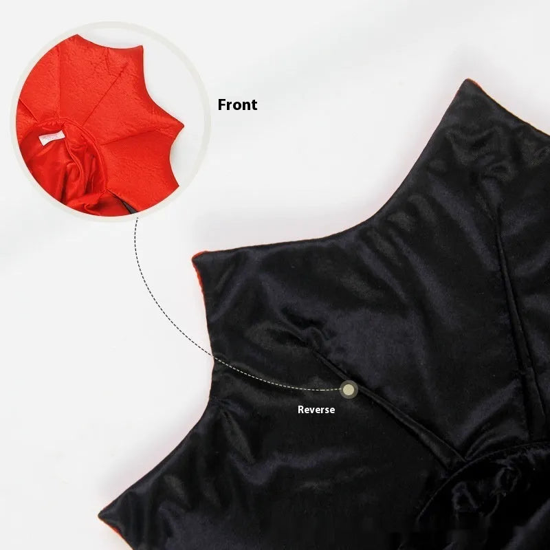 Black and red Halloween costume for a cat or small dog on a mannequin