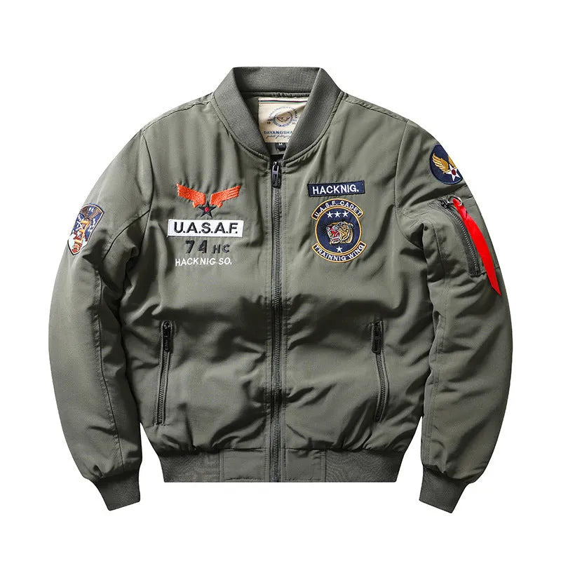 Men's slim-fit stand collar retro cotton-padded coat with embroidery in multiple colour options