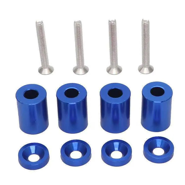 Aluminium alloy machine cover height adjustment sheet with mounting screws, nuts, and washers.