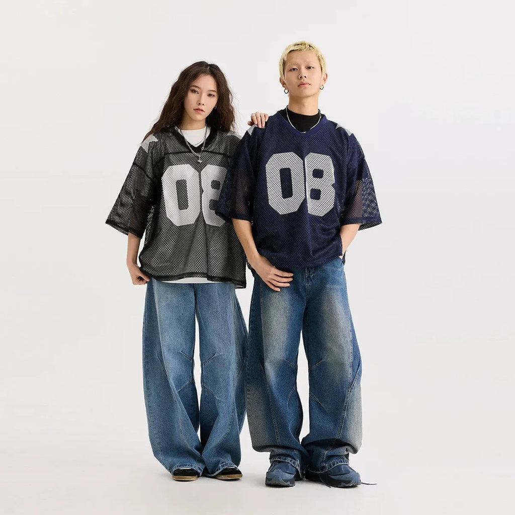 Black half sleeve pullover shirt with white letter pattern design, loose fit casual top