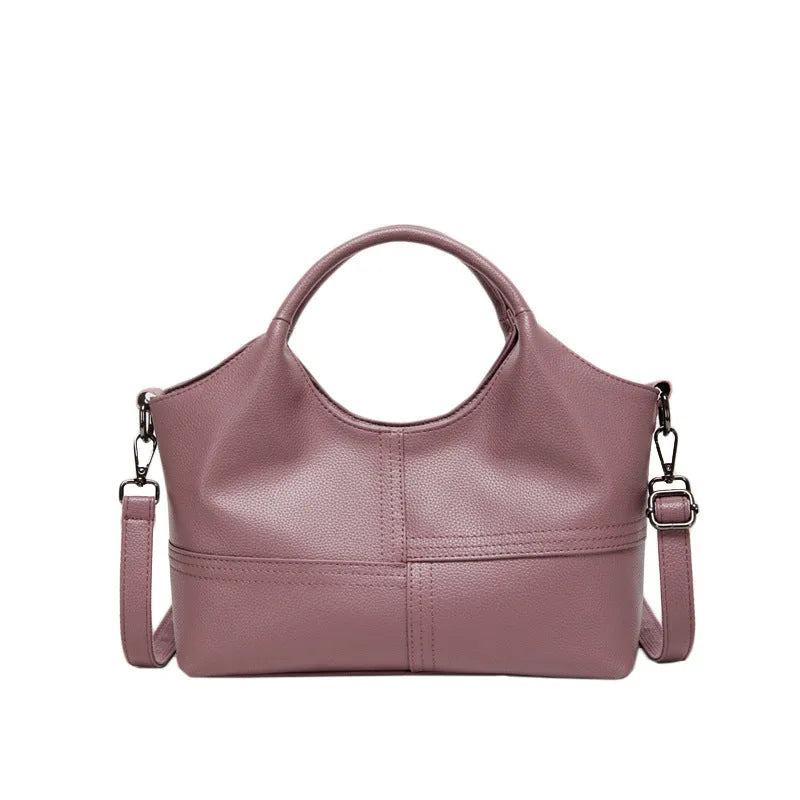 Women's horizontal square handbag in royal blue with stitching detail, 29x12x20cm, PU material
