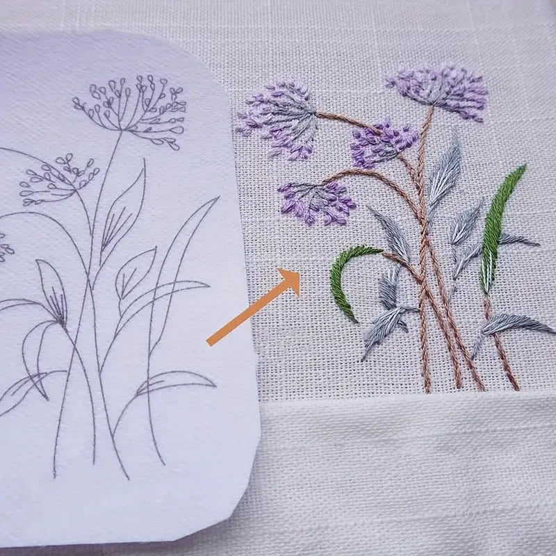 Handmade embroidery material package with water-soluble non-woven fabric, Nordic style, packing size 18.5x23x2cm