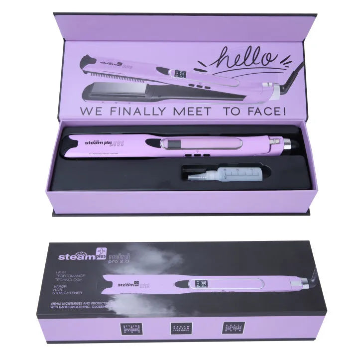 Mini steam splint spray hair straightener in purple, rose red, or champagne colour