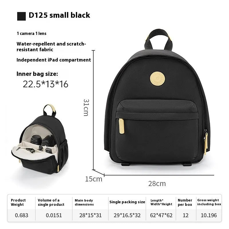Solid colour shoulder camera bag for women with a detachable iPad compartment and a curve shoulder strap.