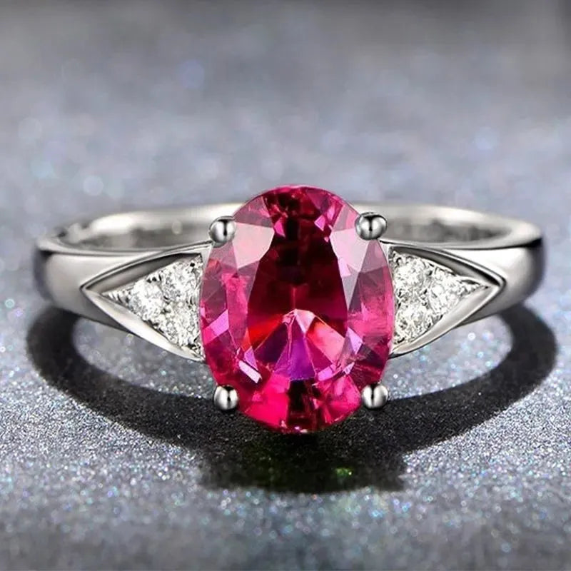 Women's court ring with natural zircon inlay showing heart, water drop and bell patterns in blue colour option