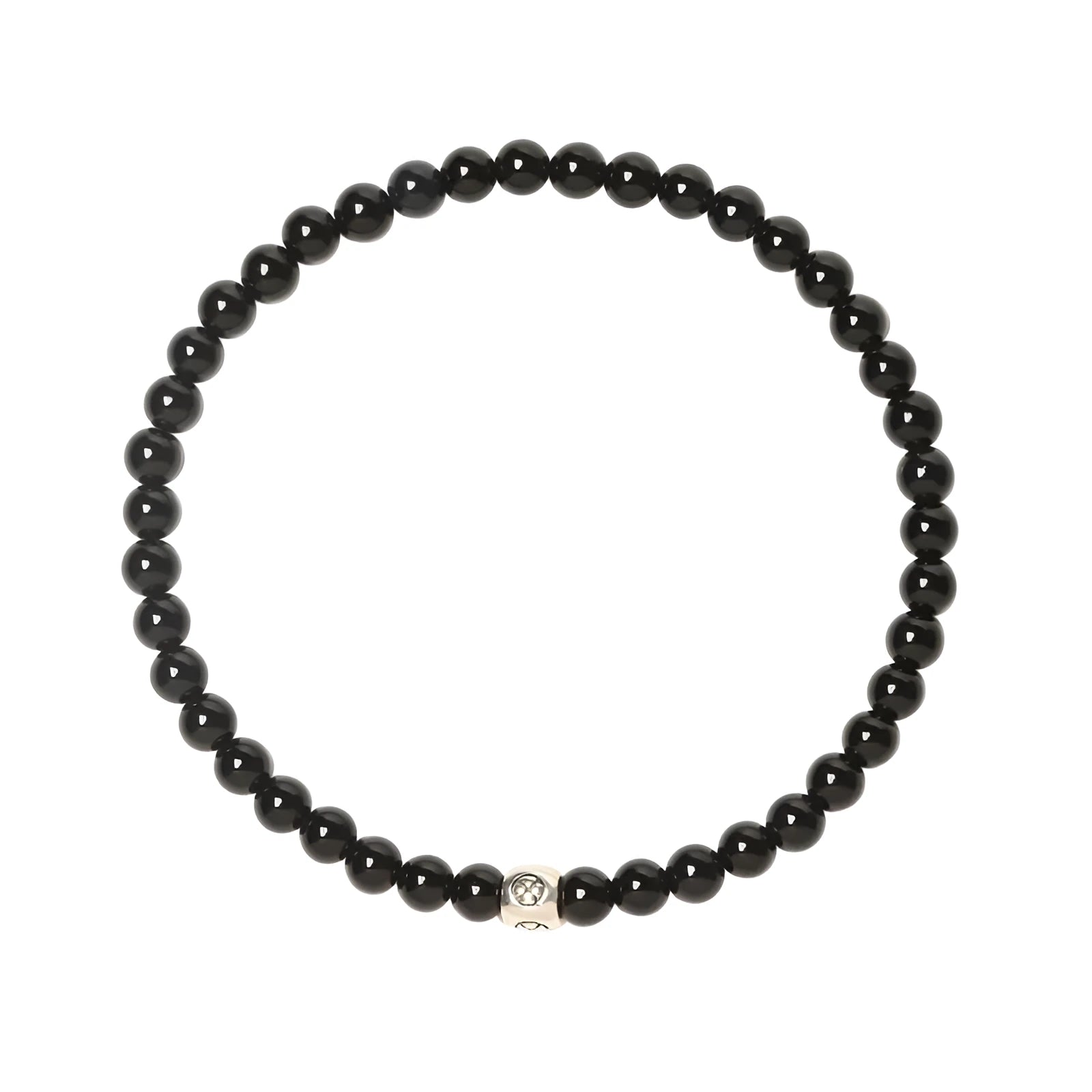 Geometric agate bracelet with 4mm beads in black, blue, and obsidian colours