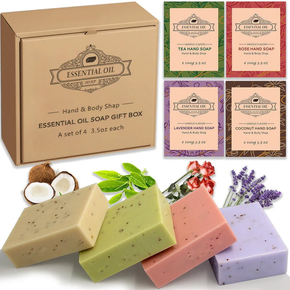 A bar of handmade plant essential oil soap for bathing and hand washing, 100g