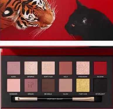 Explorer twelve-colour animal theme eyeshadow palette with twelve pressed powder shades