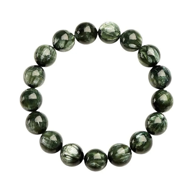Green Dragon Crystal bracelet with 8-9mm beads and Ruyi elements
