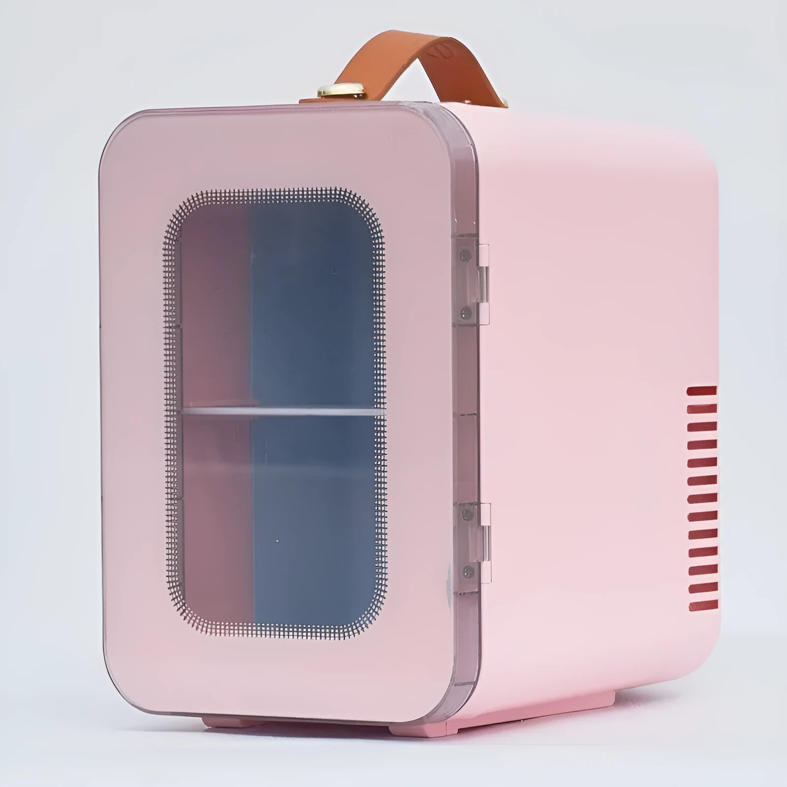 Pink, black and white 6L beauty mini refrigerator with transparent door for car and home dual-use