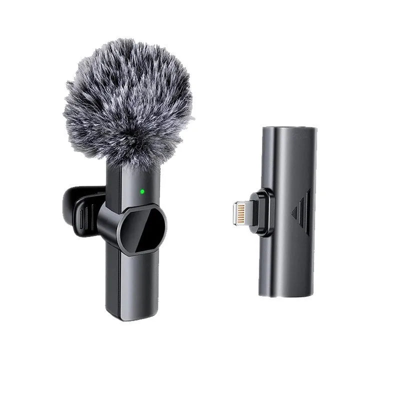 Wireless neckline clip microphone with foam sponge head for interviews and live streaming