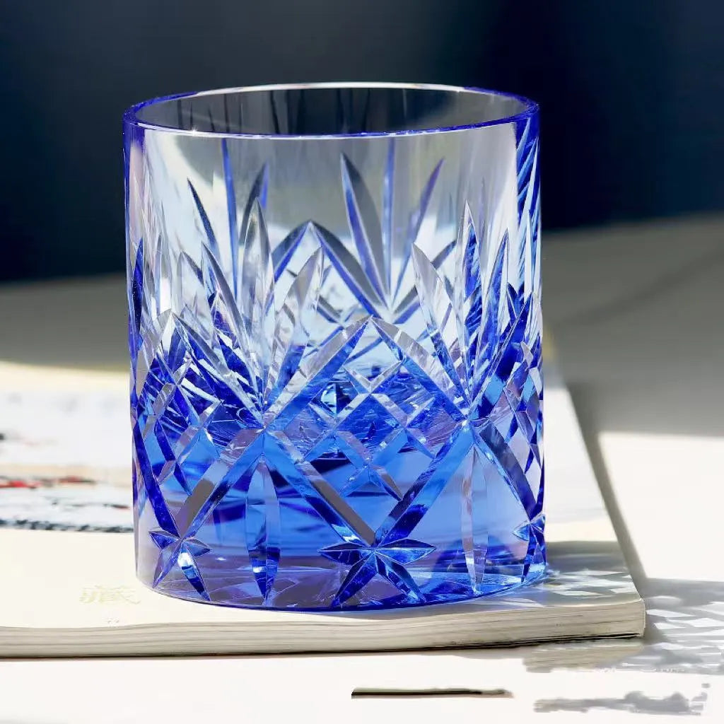 Retro creative crystal wine glass with hand-carved pattern, 201-300ml capacity, available in multiple colours.