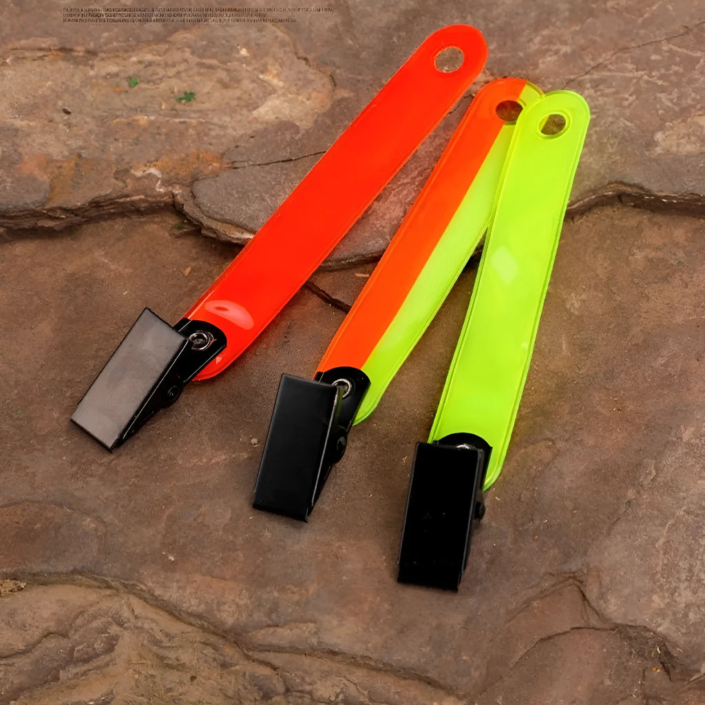 Yellow and orange PVC fluorescent ribbon clips for outdoor archery road sign marking, 10.3 cm size
