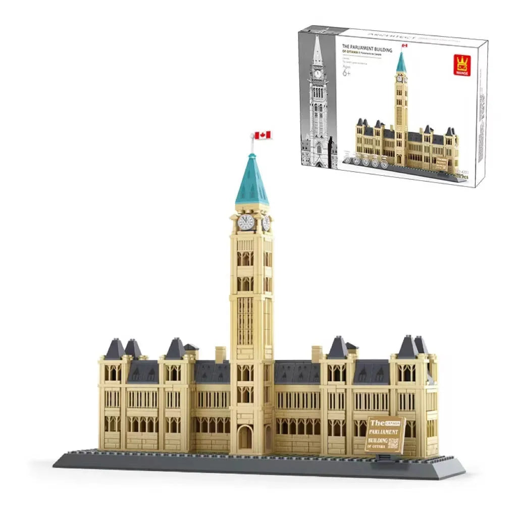 Wange building block street view set with landmark pieces including Eiffel Tower and Big Ben