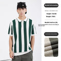 Men's striped ice silk short sleeve summer sweater with zip detail in multiple colour options