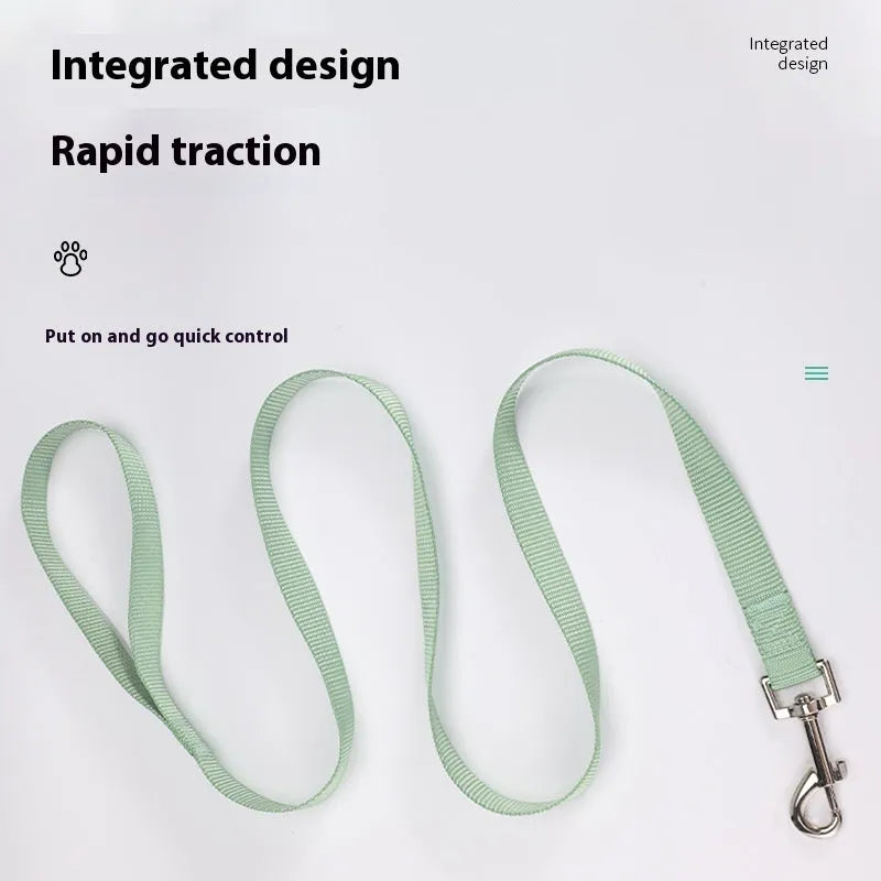 Solid colour polyester dog training lead with integrated hand-holding rope grip shown in blue.