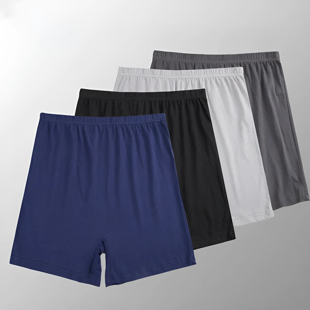 Modal fabric men's high-waisted boxer shorts in solid colours on a white background