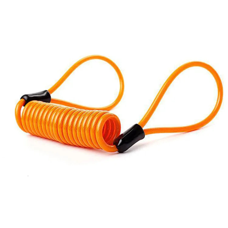Iron disc brake lock for bicycle or mountain bike with red reminder rope on disc rotor