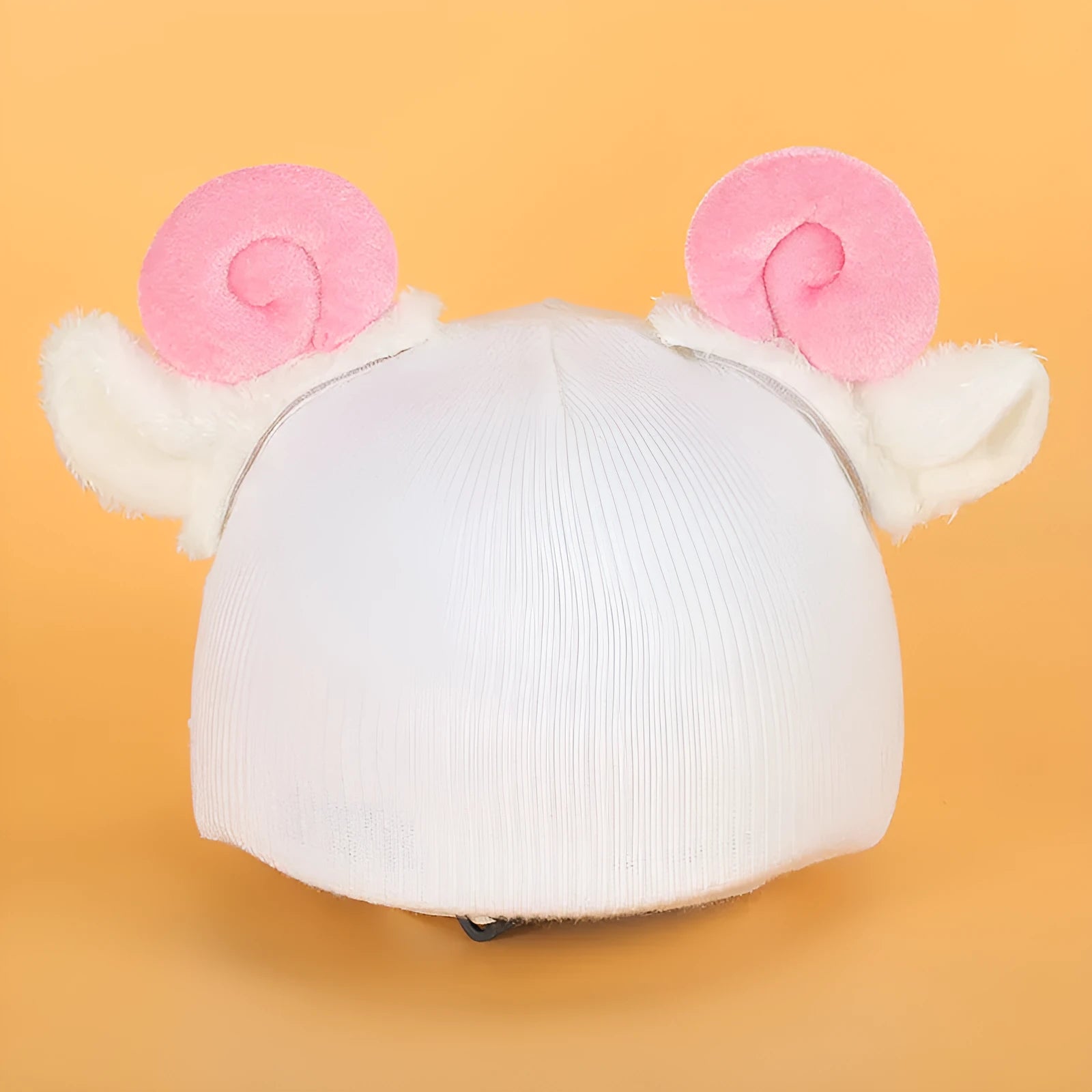 A plush fabric cartoon helmet cover set for adults, showing character designs like a bear and dinosaur for cosplay.