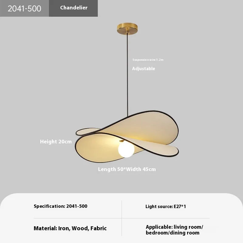French style artistic chandelier pendant light with fabric potato chip shades in white