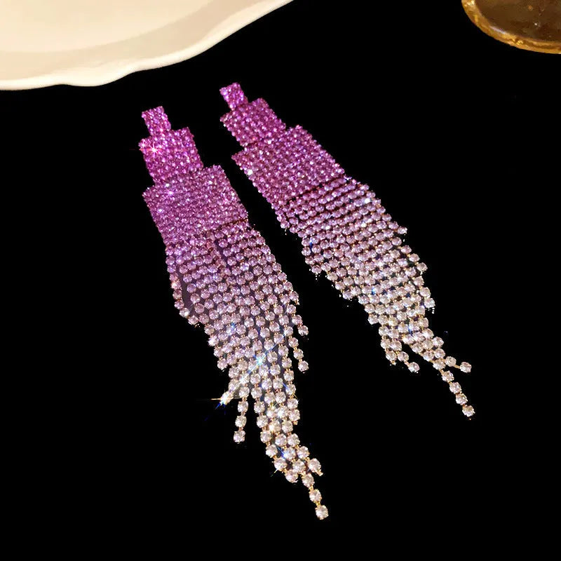 Fashion Love Tassel Stud Earrings for Women copper diamond treatment silver needle heart shape geometric