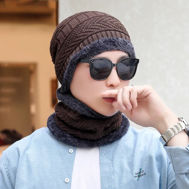 Coral fleece wool balaclava hat in navy blue with dome top and neck cover