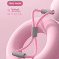 Yoga four piece fitness set showing leg beauty device, yoga ring, pedal tension device and figure eight tension rope