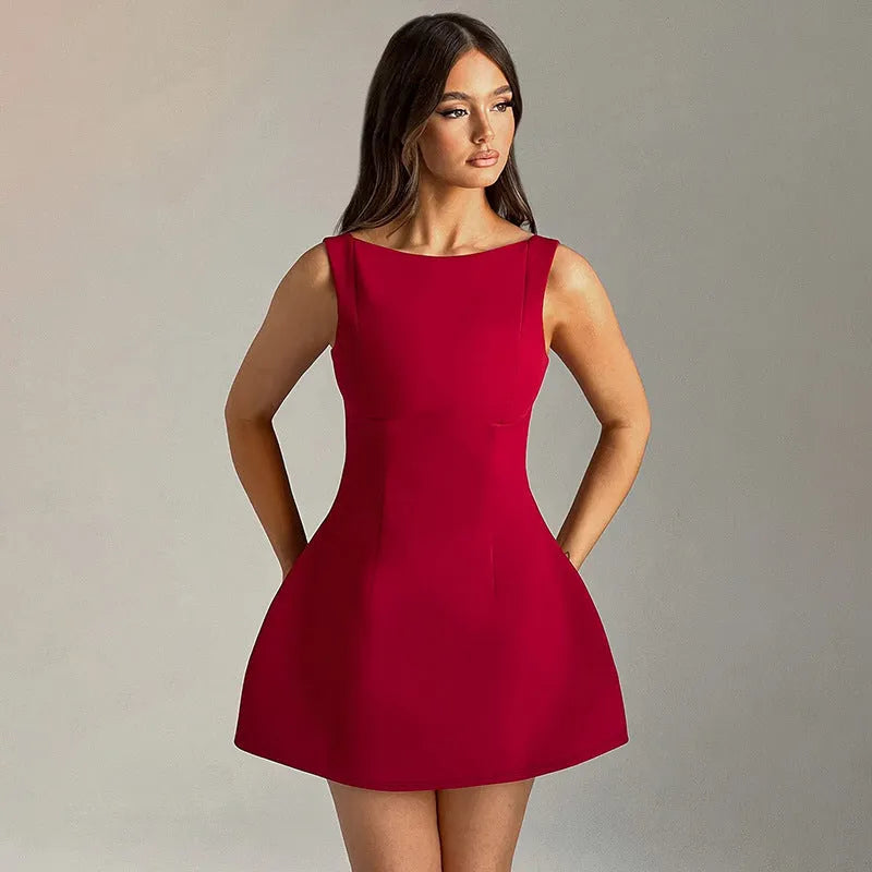 Women's backless sleeveless summer dress in slim-fitting hipster street style