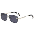 Frameless square retro sunglasses with UV400 protection in gold/tea colour for men and women