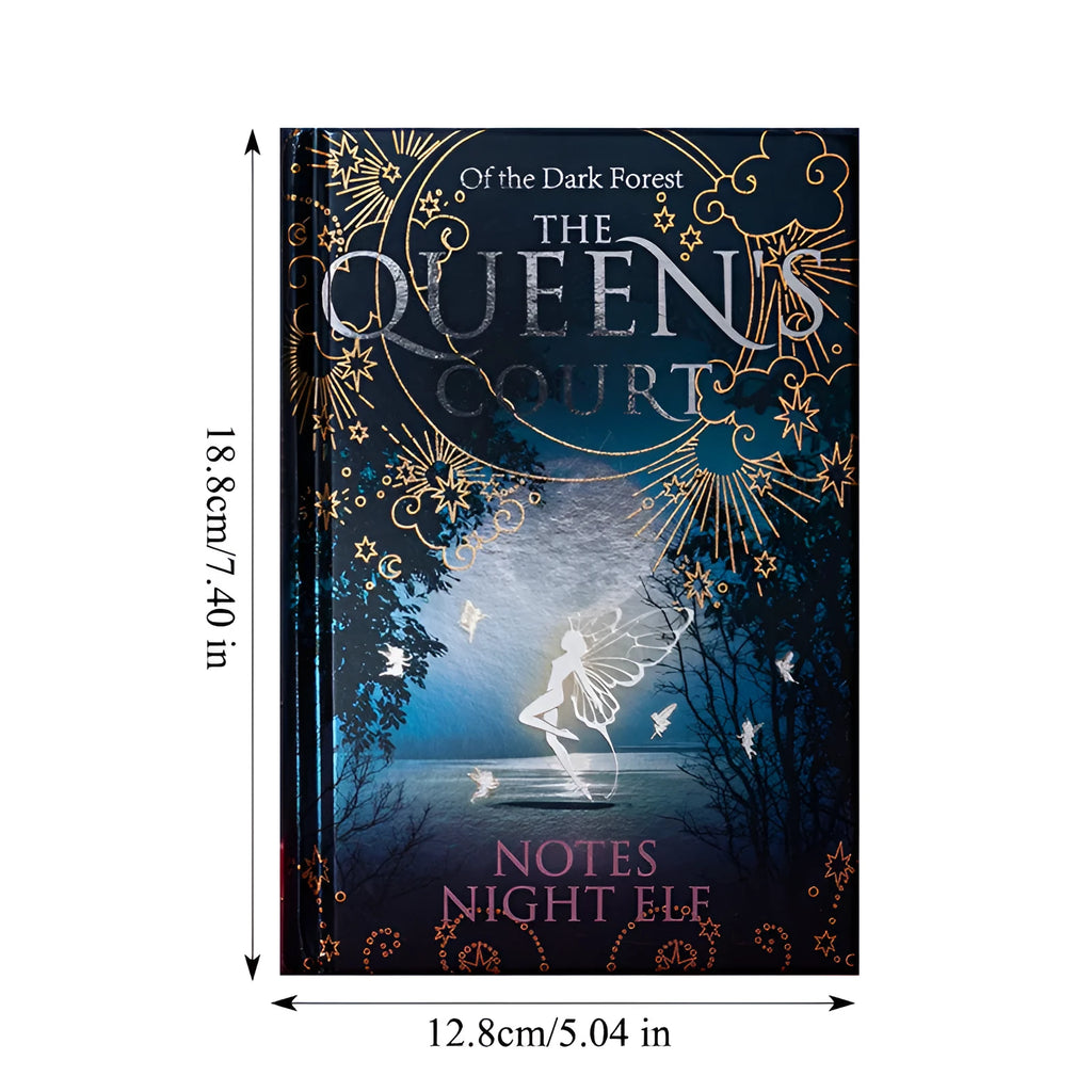 A5 luminous hardcover notebook with night elves design and full-colour illustrated pages