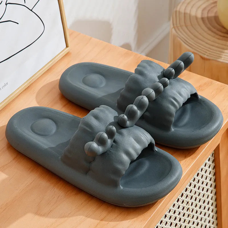 Deer horn patterned summer slippers with hollow-out EVA design in multiple colours
