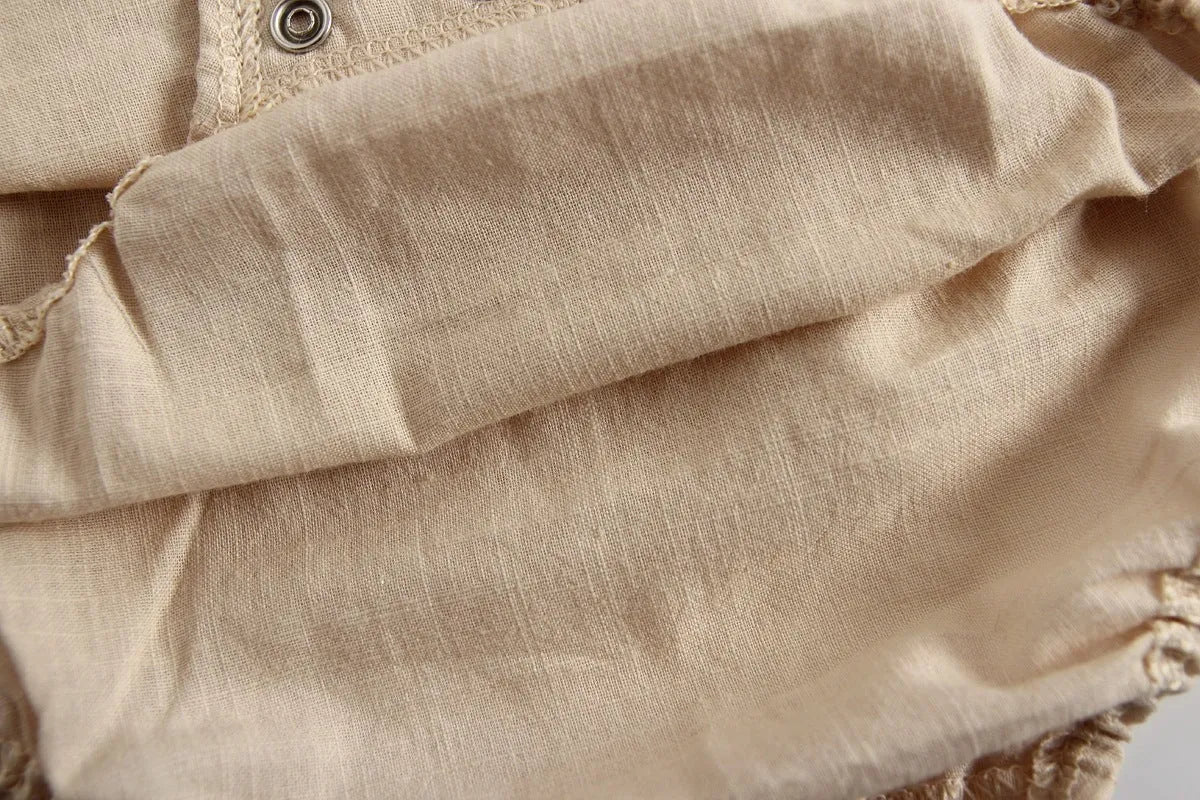 Baby romper princess dress jumpsuit in cotton, sleeveless, brown and white options for summer