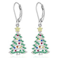 Christmas tree earrings with star pendant in E4318 white gold colour for women