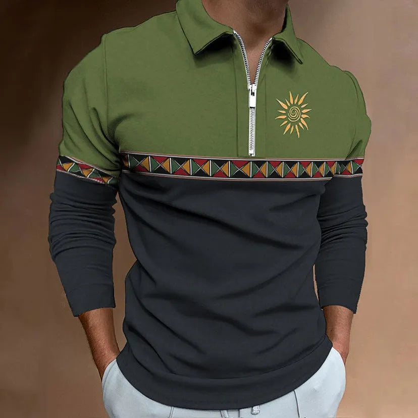 Men's 3D digital print zipper casual top in cotton blend with multiple colour options and sizes from S to 5XL