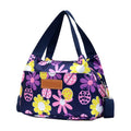 Women's Korean-style nylon shoulder bag in purple with large capacity and sandwich pockets