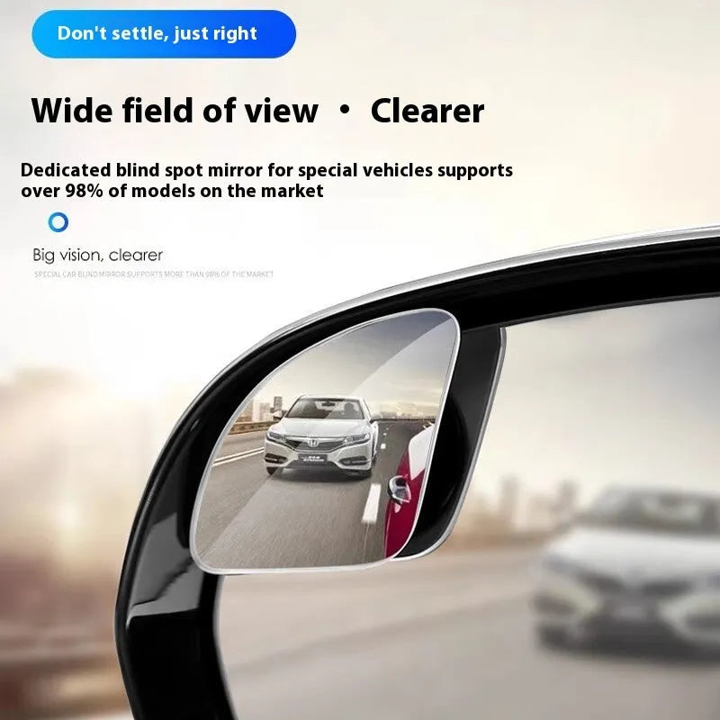 Small round frameless glass rearview mirror for general vehicle fit, one pair pack