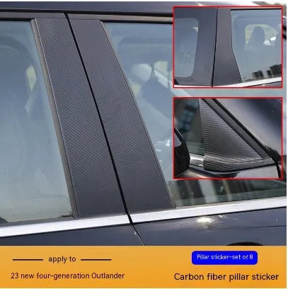23 Mitsubishi Outlander car with protective film applied to door pillars in carbon fibre and bright black finishes