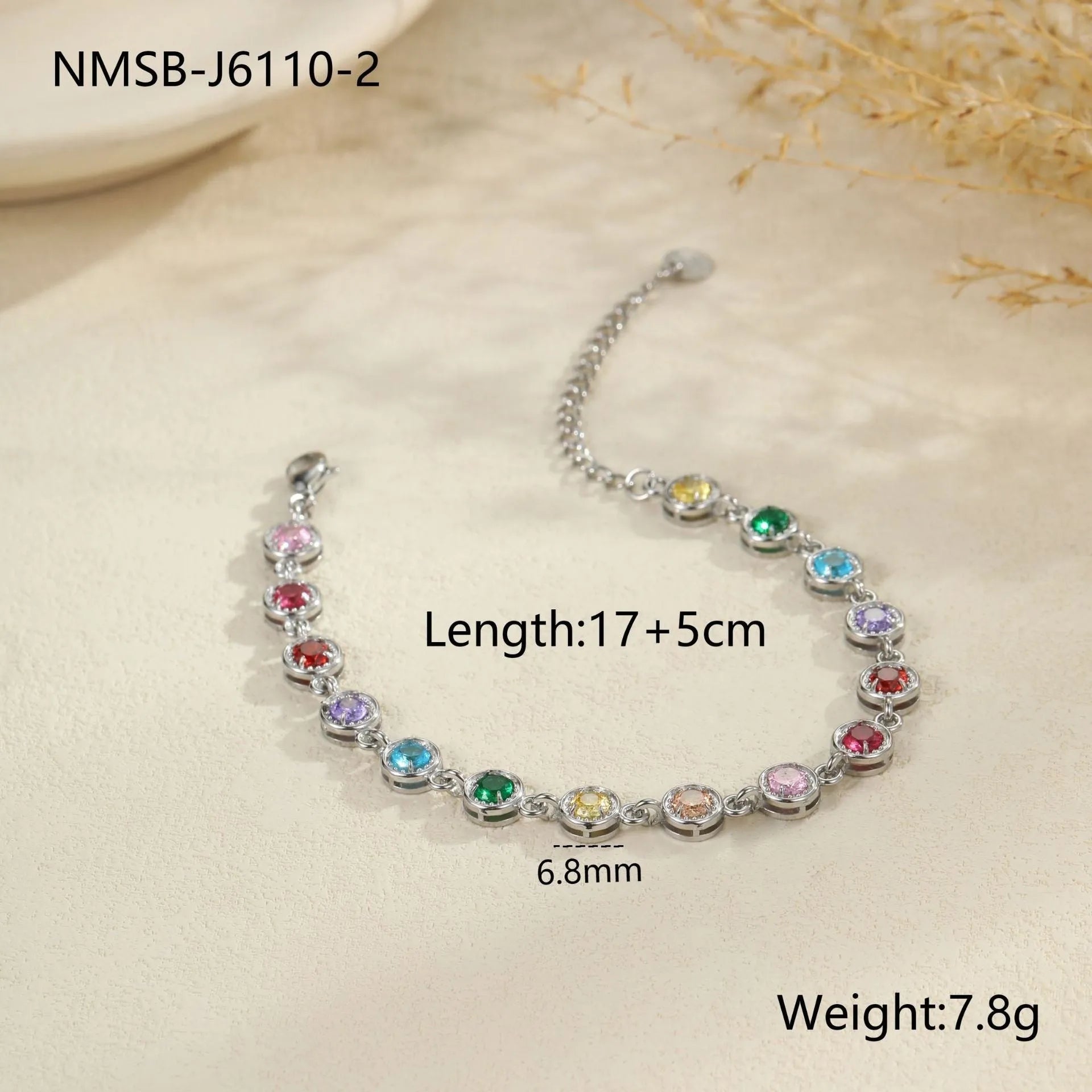Women's stainless steel bracelet with electroplated finish in geometric square, heart, round shapes