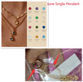 Stainless steel birthstone necklace with moon stone love pendant on copper O-ring chain, electroplated finish, geometric shape
