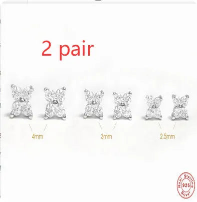 S925 sterling silver petal flower stud earrings with crystal details in gold or platinum finish