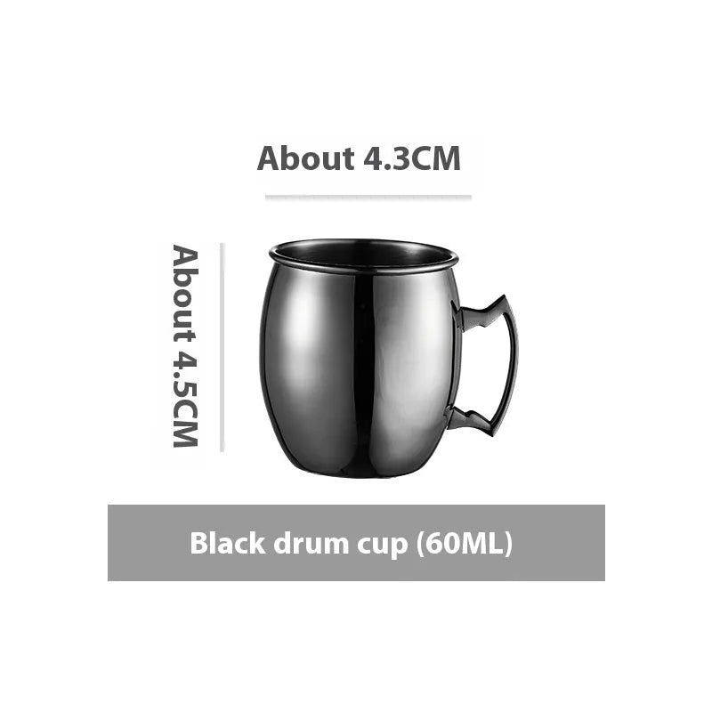Stainless steel Moscow Mule cup with copper interior in silver, gold, rose gold or black colours