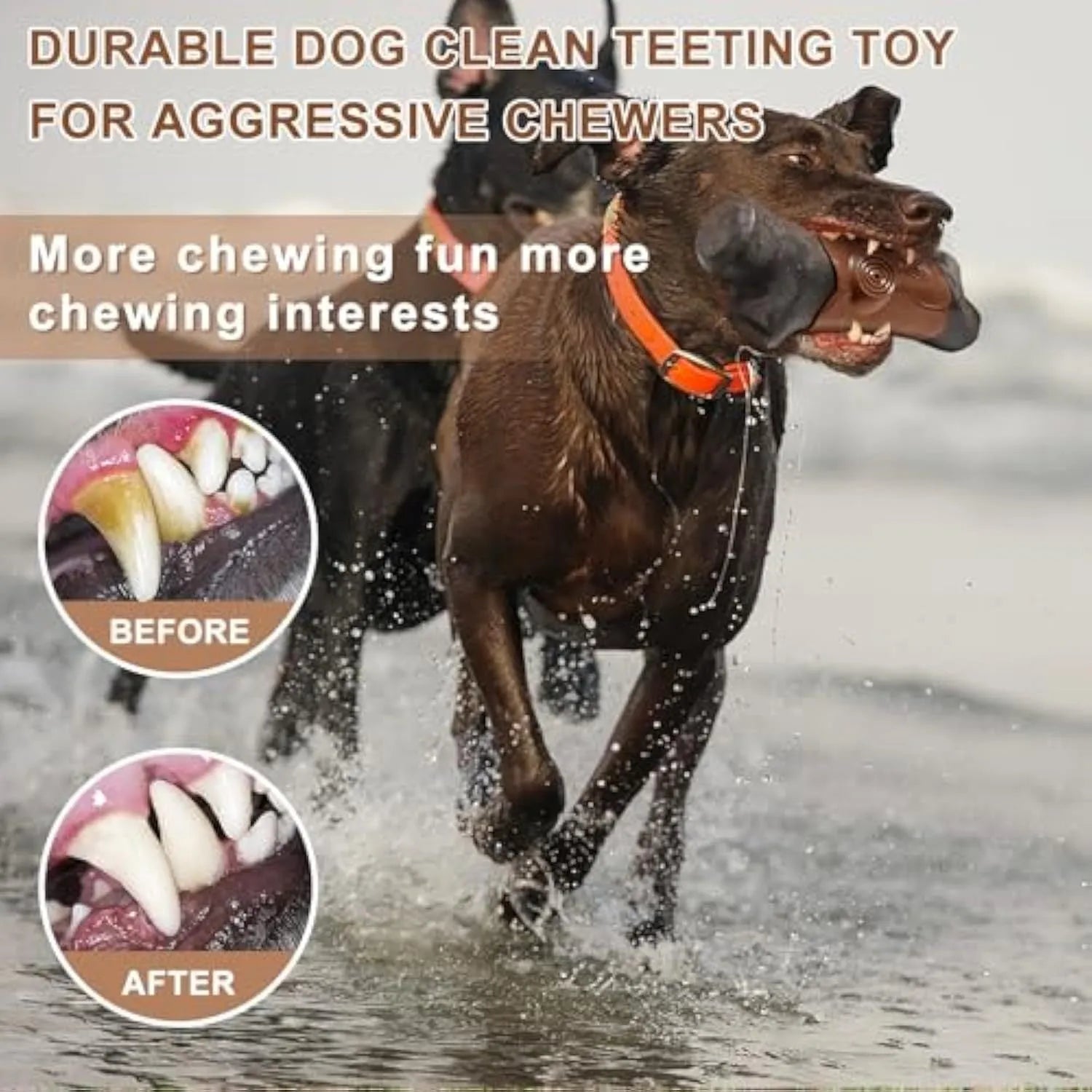 Large, branch-shaped bacon-flavoured dog chew toy with squeaker for aggressive chewing dogs.