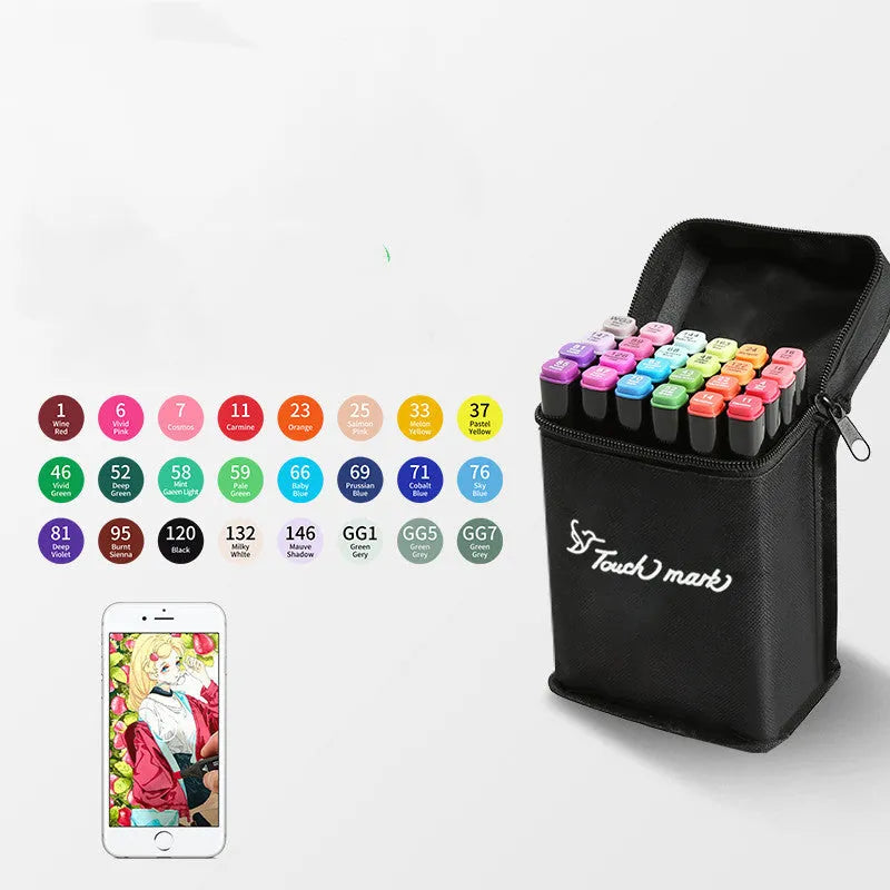 Watercolour pen set for children with 24 colours in a pencil bag, flower design