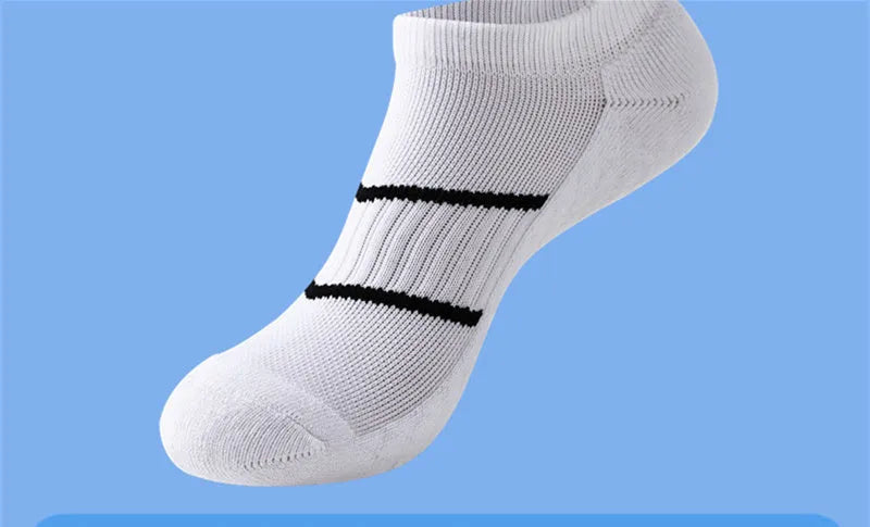 Men's towel bottom sports solid colour socks for running in black, white, gray, pink, mint green, orange, and fluorescent green