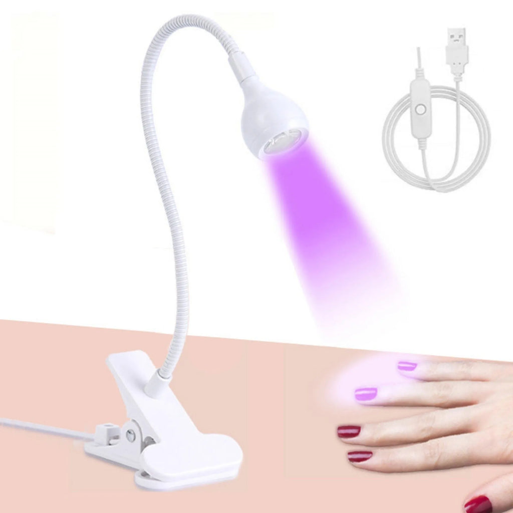 USB clip goose neck nail lamp with 395nm purple light for curing UV nail polish
